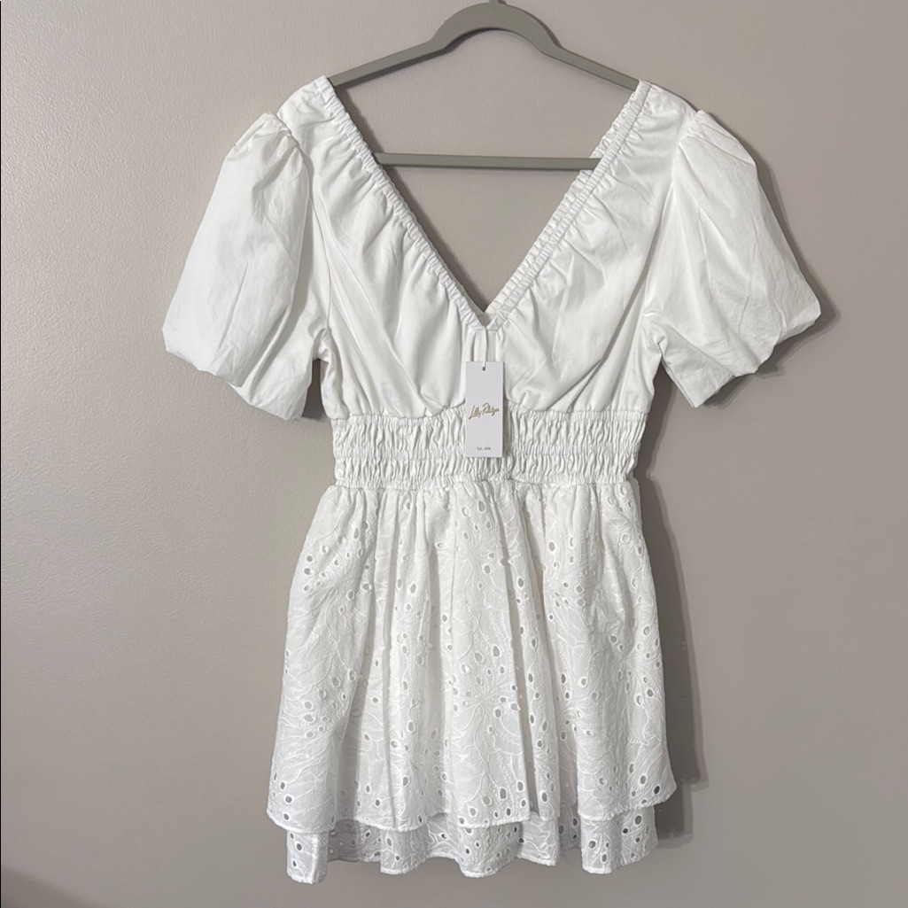 Lilly Pulitzer Axelle Eyelet Romper In Resort White